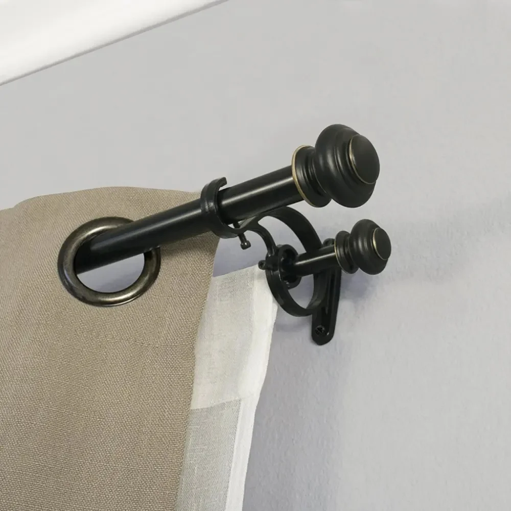 Decopolitan Urn Telescoping Double Drapery Rod Set, 36-72", Antique Bronze - Picture 2 of 4